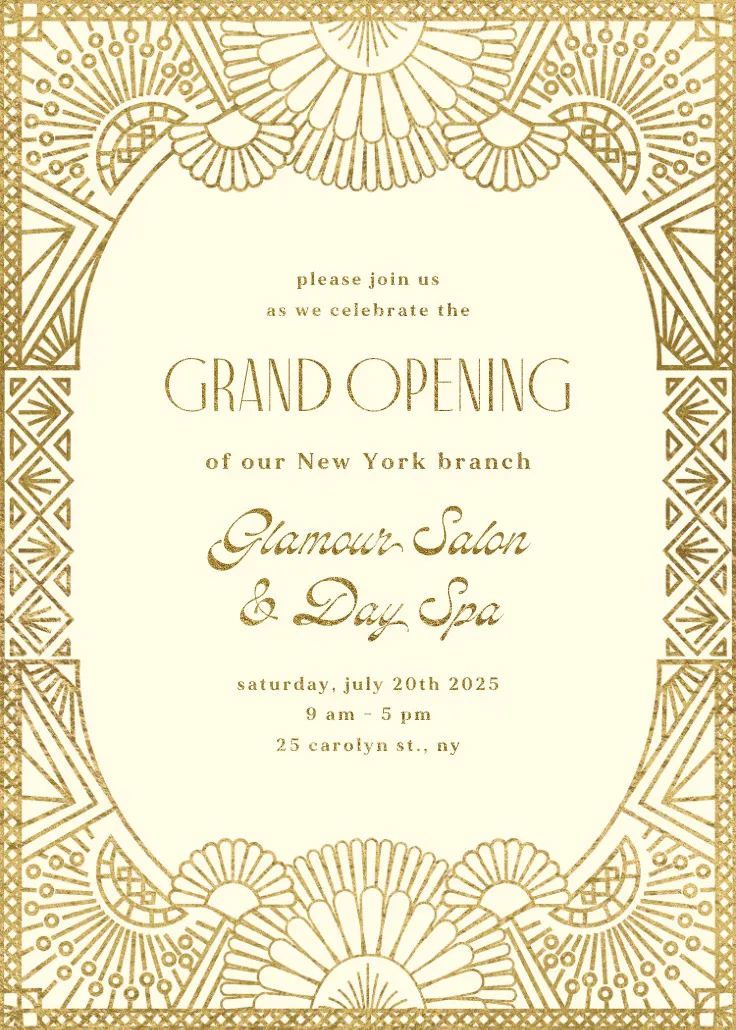 Orange glitz - grand opening invitation